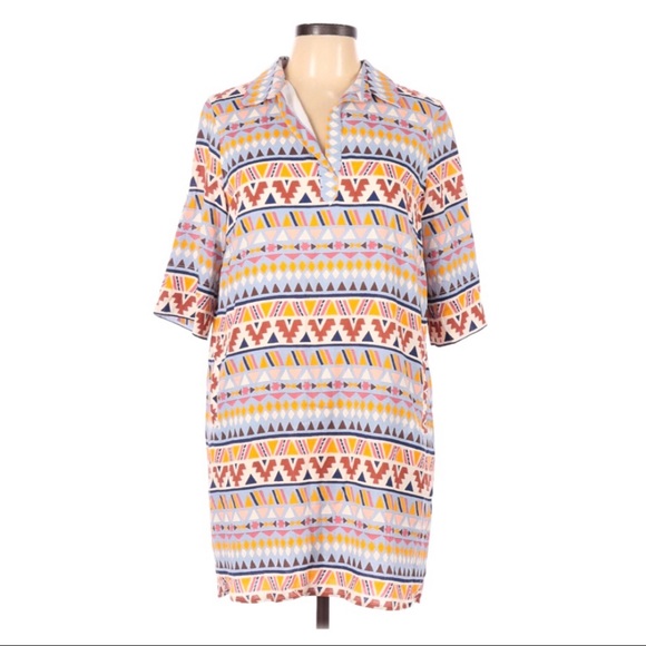 Joy Joy Dresses & Skirts - JOY JOY Geometric Southwest Print 1/2 Sleeve Casual Dress Size Large
